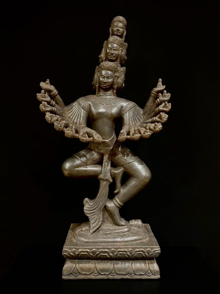 Hardstone Statue of Dancing 16 arms Hevajra - 7575